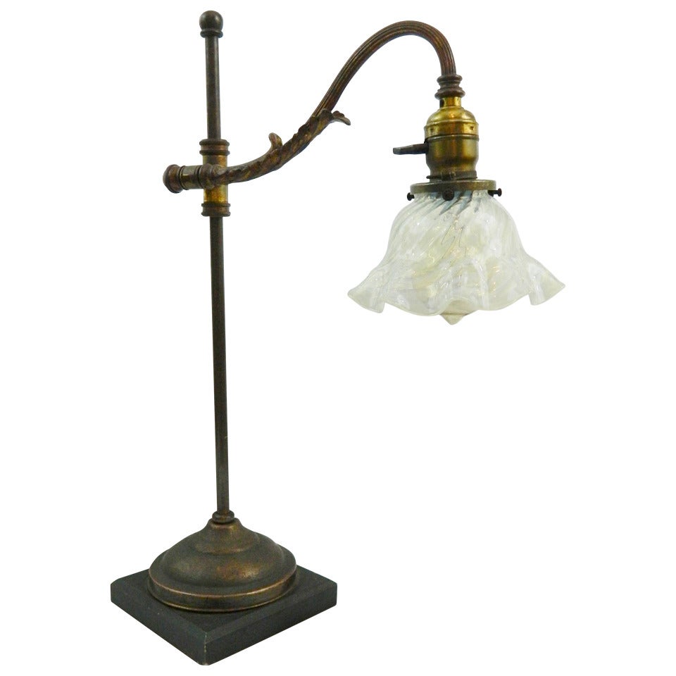 Student Lamp with an Opalescent Shade and Attributed to Caldwell, circa 1900