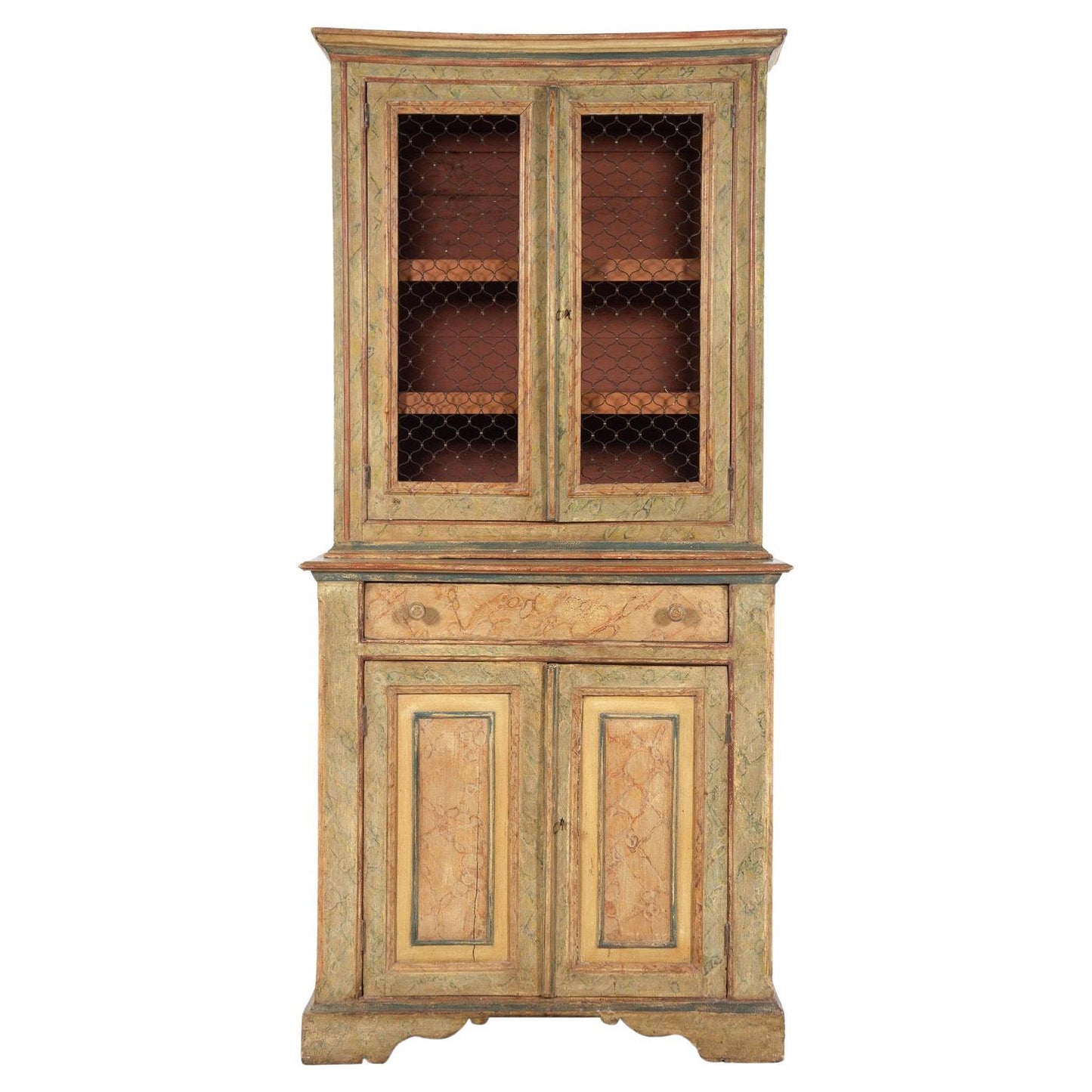 Italian Painted Cupboard or Bookcase, Late 18th Century