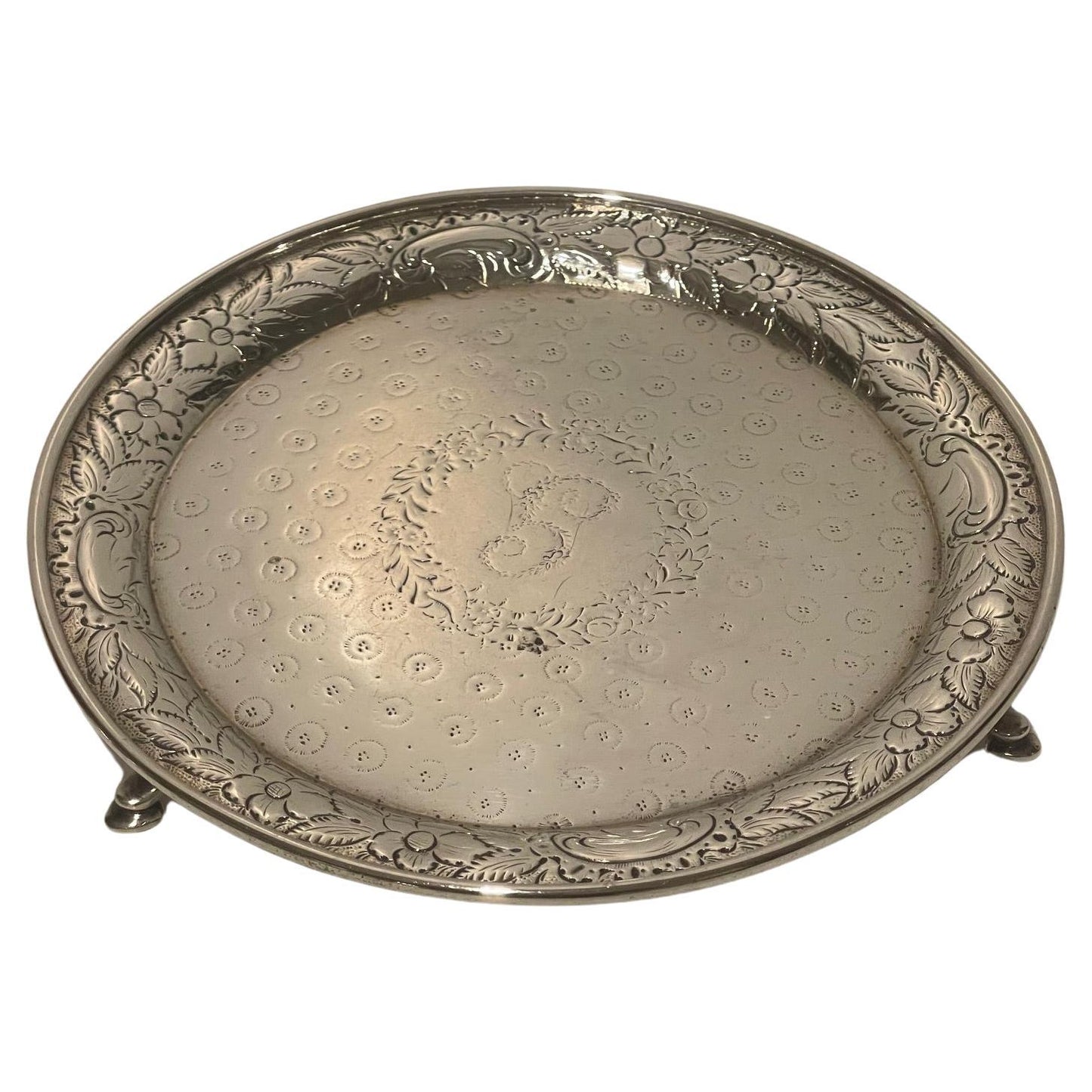 Sterling Silver A. E. Wagner Repousse Salver, 19th Century