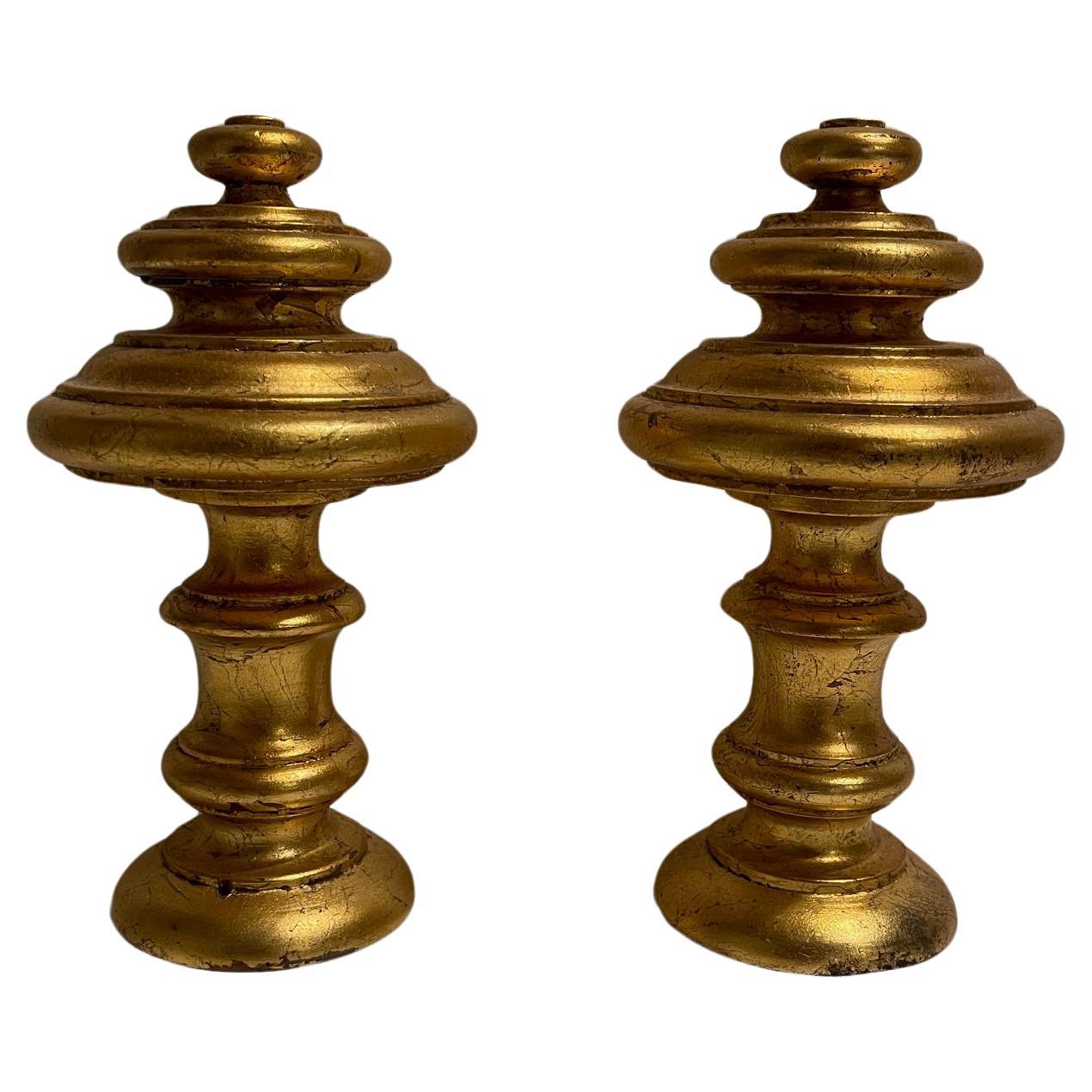 Pair of Gold Gilt Wood French Tie Backs or Decorative, Late 19th Century