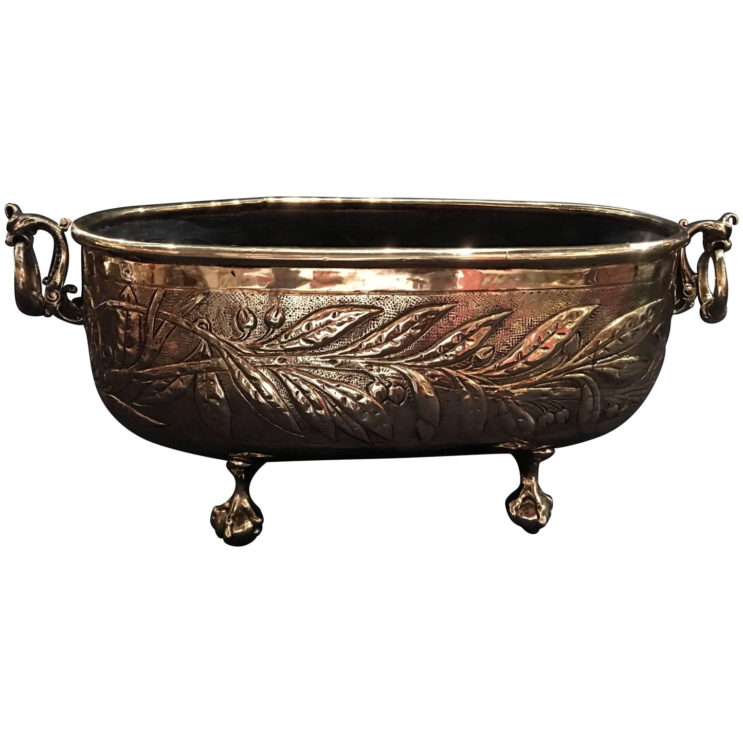 French Polished Brass Oval Jardini�re or Planter, 19th Century