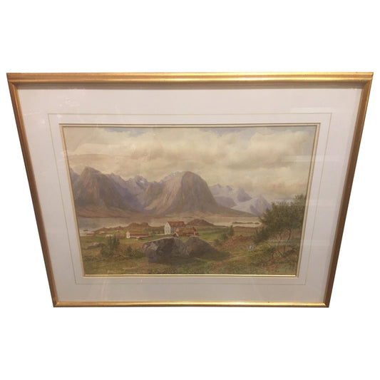 British School "Mountain Landscape", Watercolor, Framed, Unsigned, 19th Century 