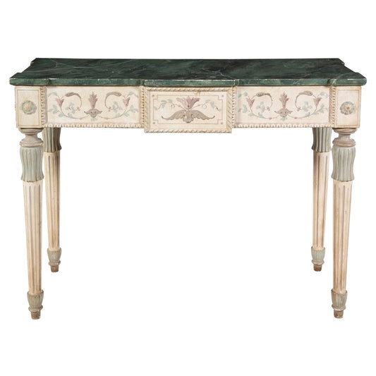 Italian Painted Console Table with a Wood Faux Marbleize Top, Late 19th Century