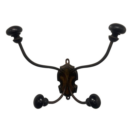 Brass and Wood Knobs Coat and Hat Wall Hook, 19th Century