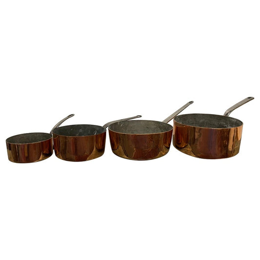 Set of French Four Copper Pots in Different Sizes, 19th Century