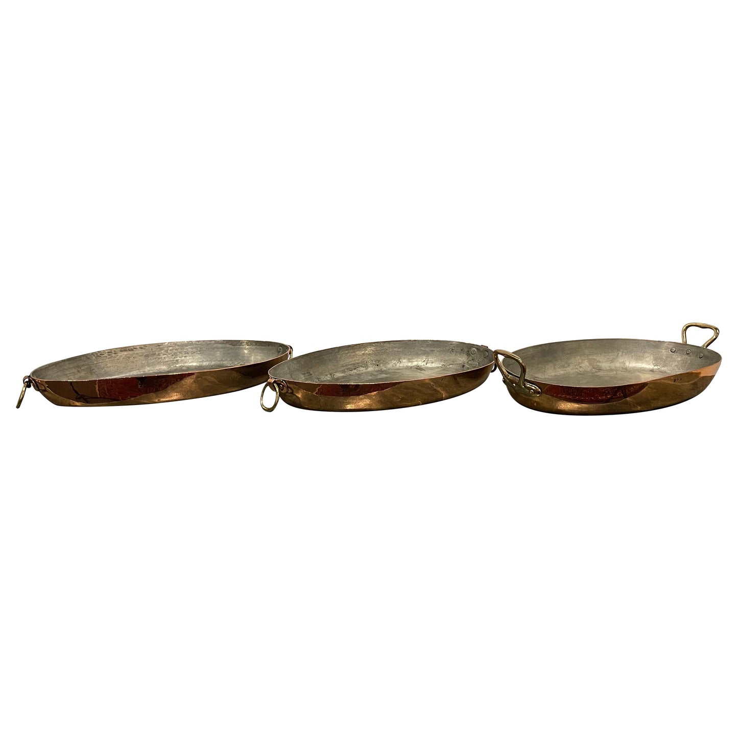 Set of French Three Copper Sauce Pans in Different Sizes, 19th Century