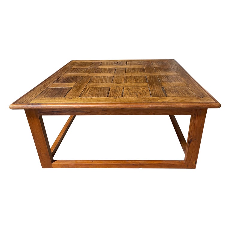 French Oak Parquet Coffee Table, Late 20th Century