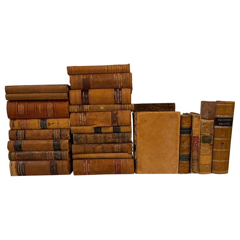 Group of 25 Assorted Leather or Marbled Bound Books, 19th Century