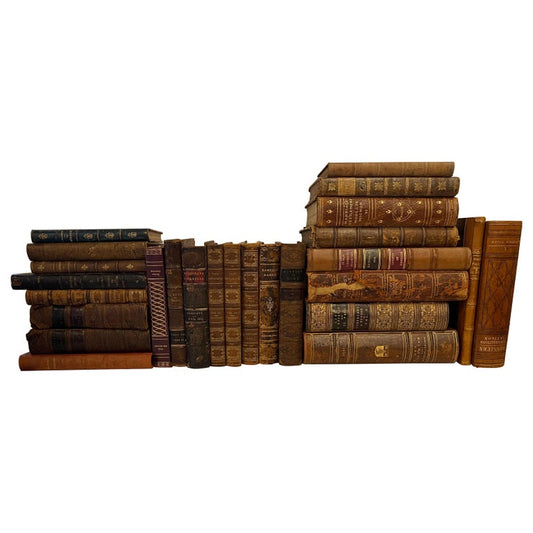 Group of 26 Assorted Leather or Marbled Bound Books, 19th Century