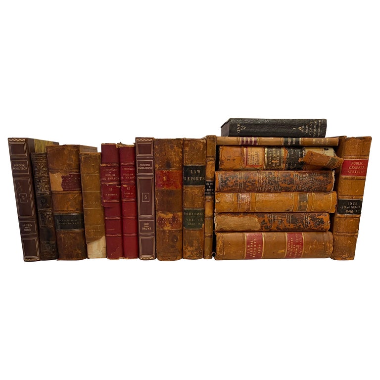 Group of 18 Assorted Leather or Marbled Bound Books, 19th Century