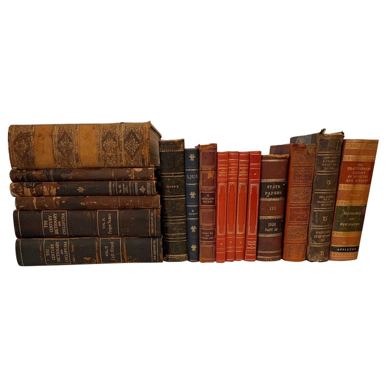 Group of 17 Assorted Leather or Marbled Bound Books, 19th Century