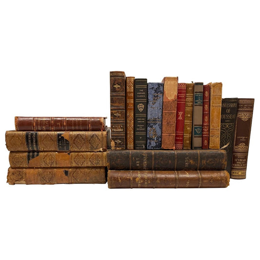 Group of 18 Assorted Leather or Marbled Bound Books, 19th Century