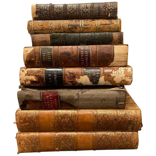 Group of 8 Antique Leather Bound Books, 19th Century