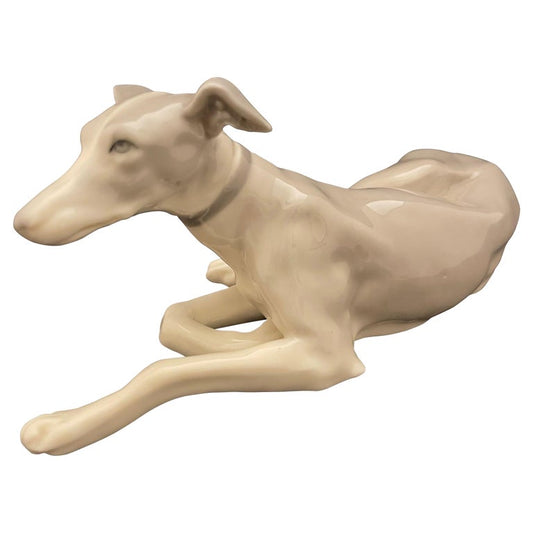 German Porcelain Figure of Greyhound Dog, 20th Century