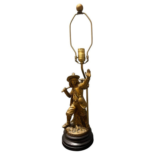 French Gold Metal Figure of A Man Departing "Le Depart" on Base, 19th Century