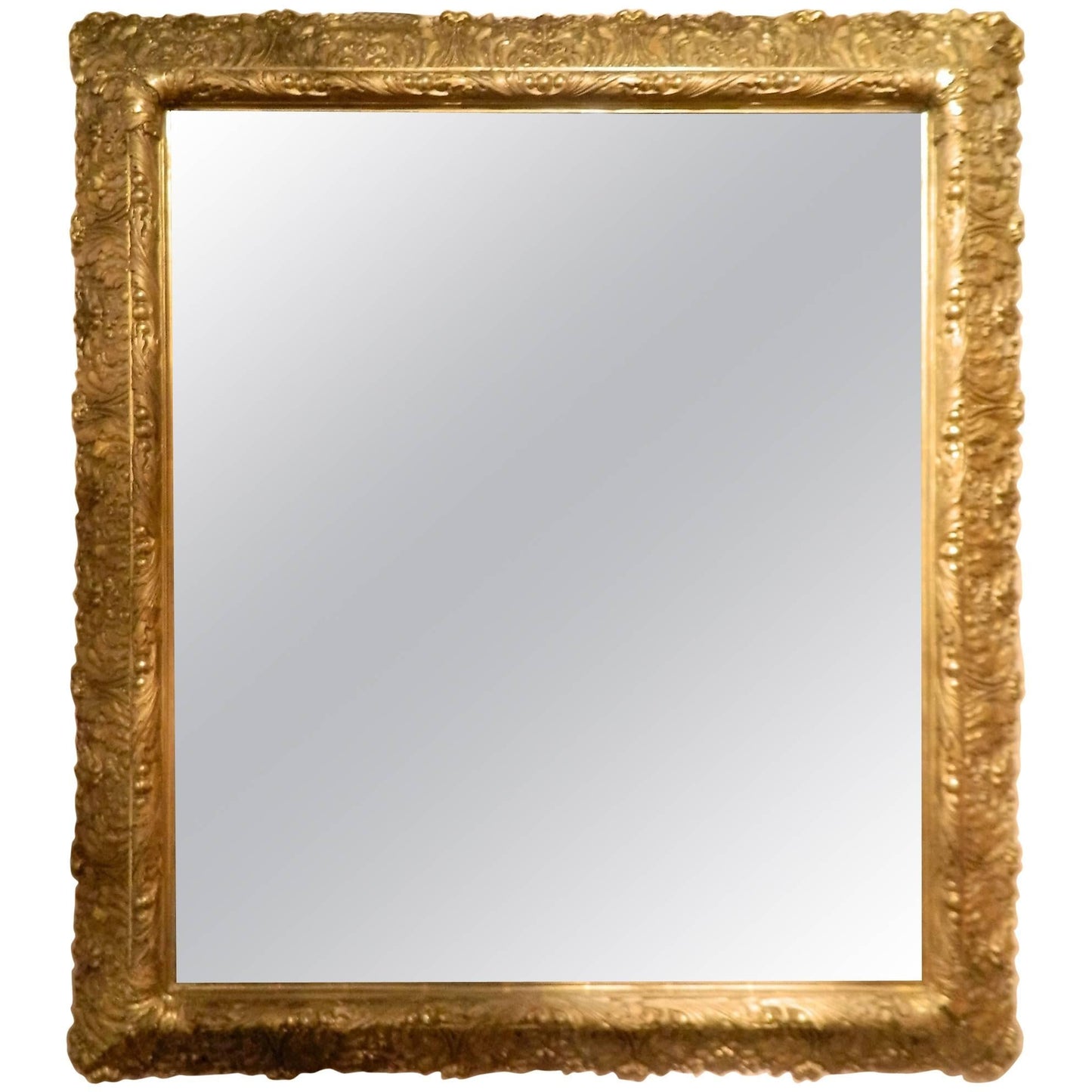 English Gold Leaf and Water Gilding Trim Mirror, circa 1850-1880