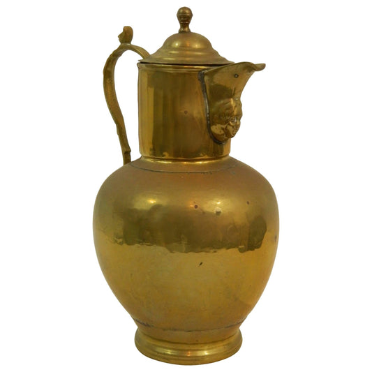 English Brass Wine Jug or Pitcher, 19th Century