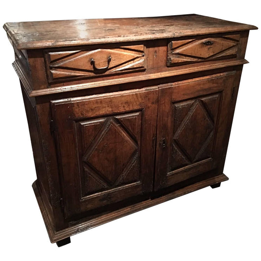 French Walnut Buffet with Two Drawers and Two Doors, 18th Century