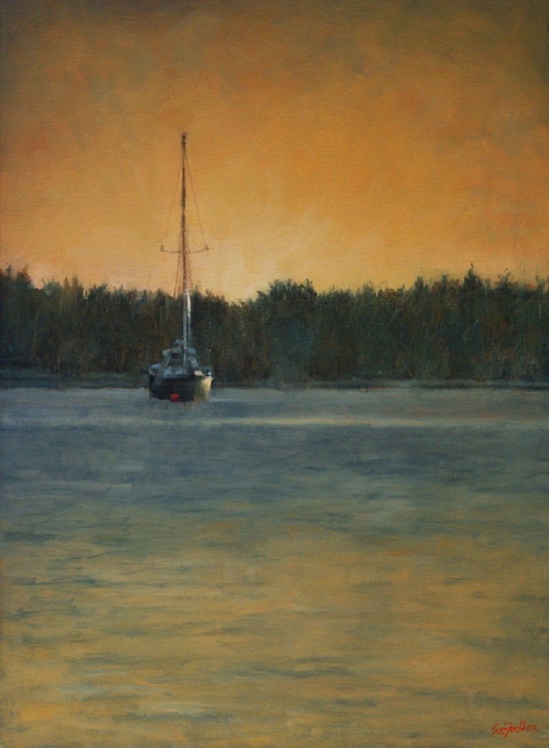 Framed Oil on Canvas Panel "Afterglow" by Sue Foell