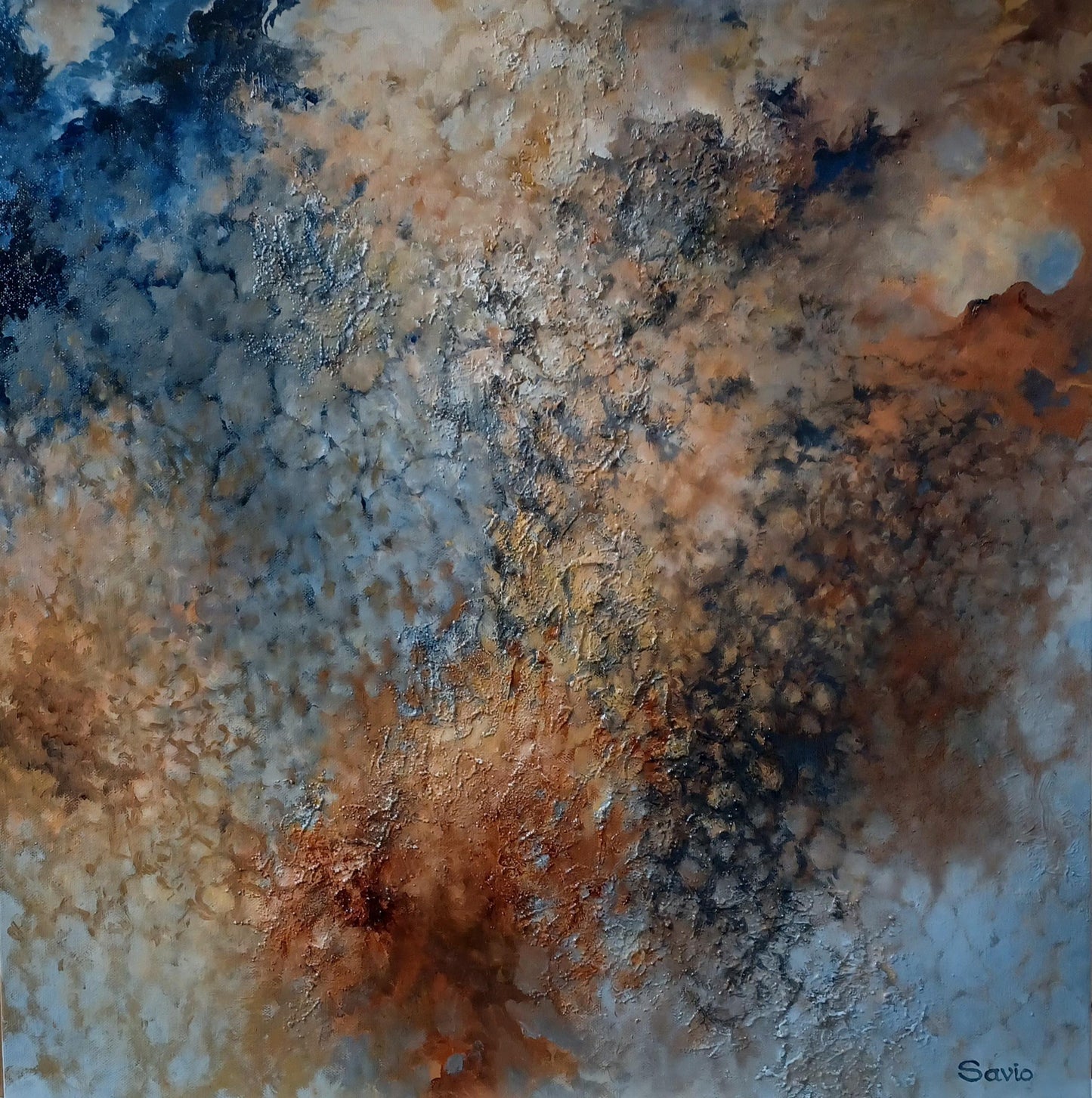 Framed Oil on Canvas "Celestial Formations" Abstract Scene by Dino Savio