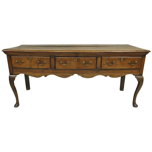 Mid 18th Century Queen Anne Oak Dresser Base or Server