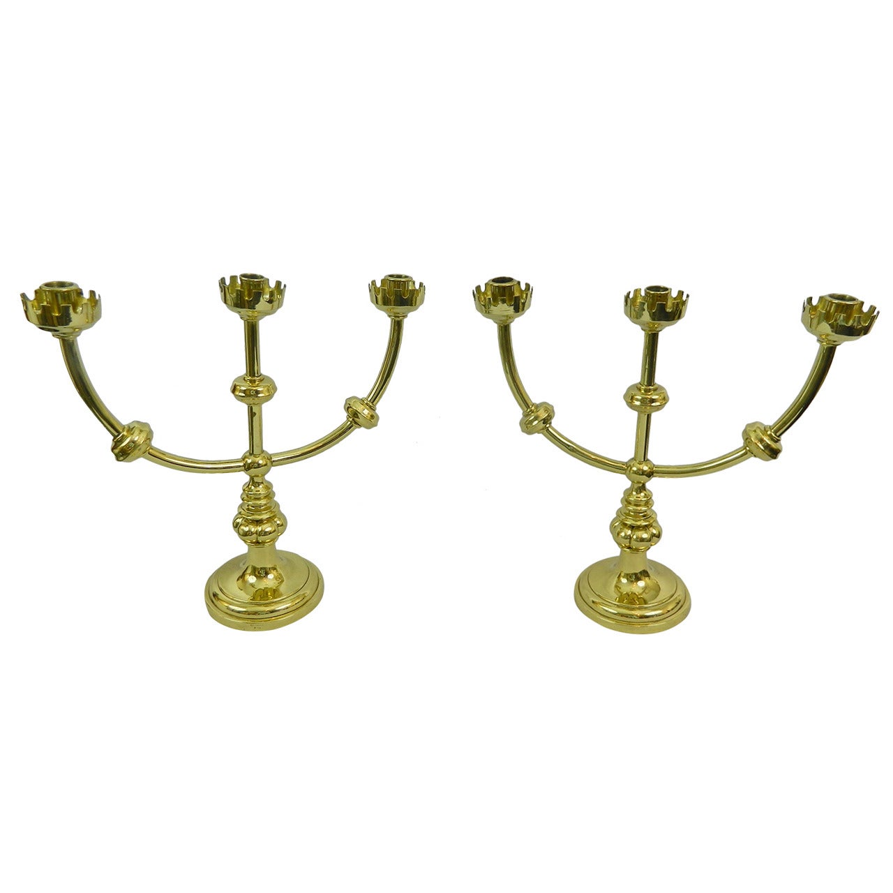 Pair of Polished Brass Candlesticks ( Tonkin & Son Bristol ), 19th Century