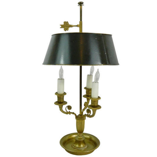 19th Century Louis XVI Style Three Light Gilt Bronze Bouillotte Lamp