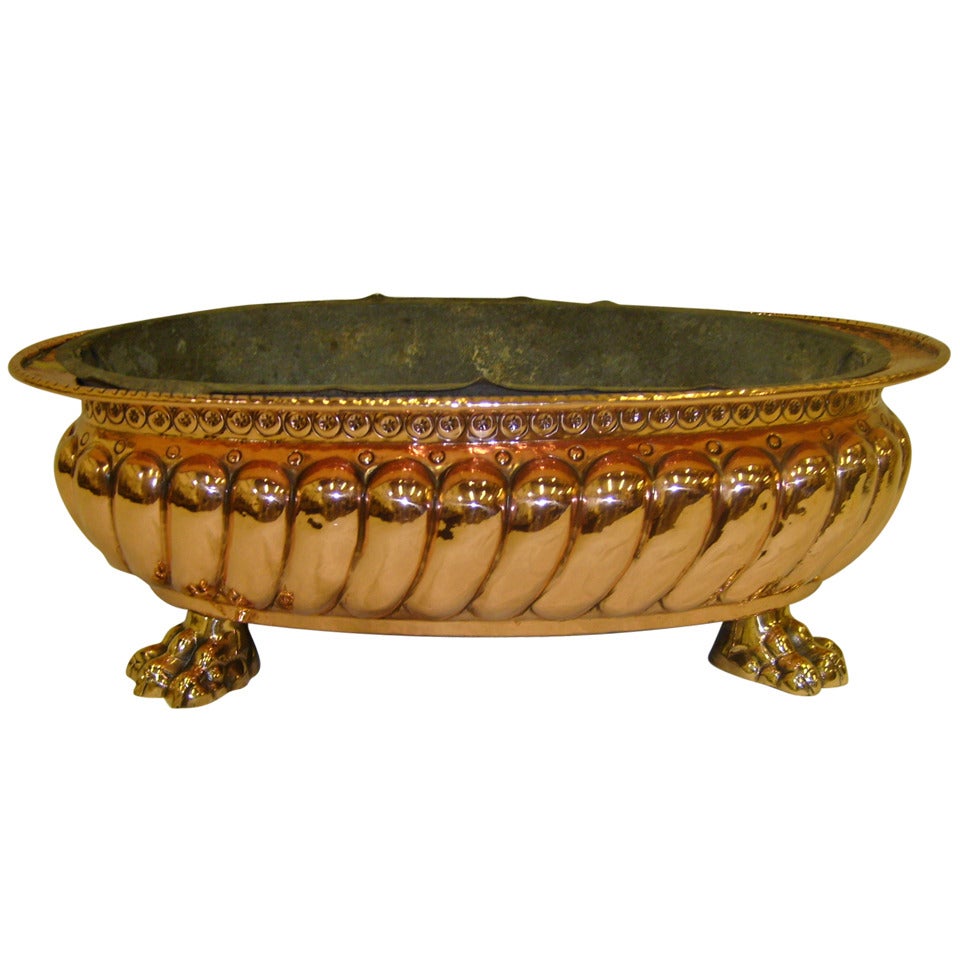 19th Century French Copper Jardiniere with Original Liner