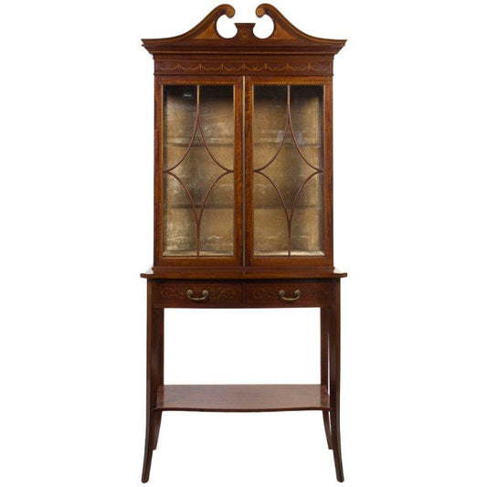 George III Style Mahogany, Satinwood and Marquetry Bookcase, 19th Century