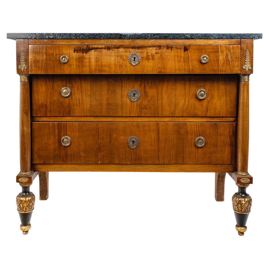 Northern European Mahogany Marble Top Commode with Painted Feet, 19th Century