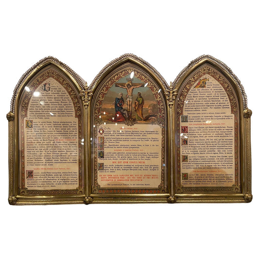 Polished Brass Picture Frame with Decorative Trim, 19th Century