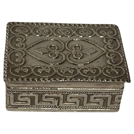 Sterling Silver Pill Box with Detailed Motif