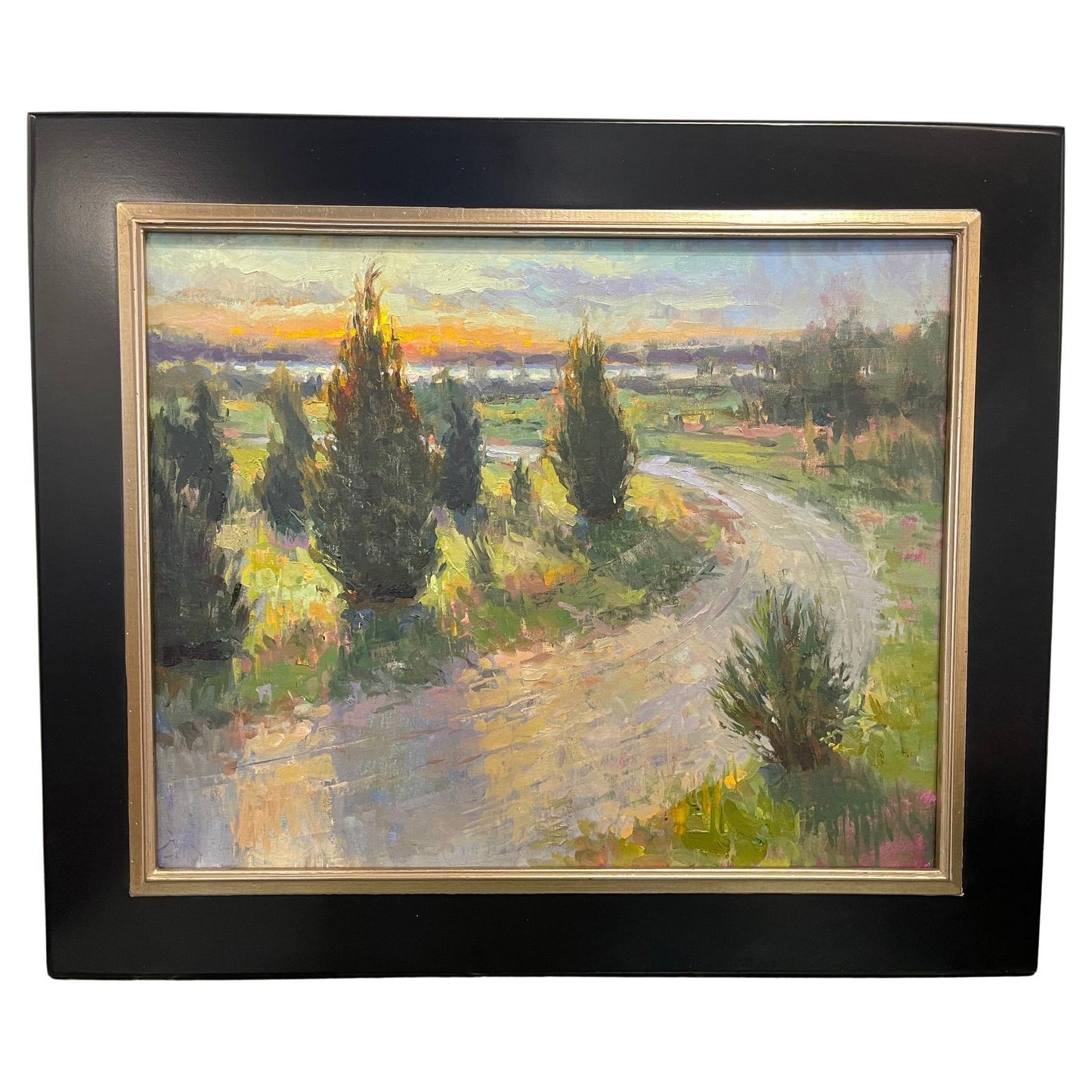 Framed Oil on Board "Fire" Landscape Scene by Jeff Markowsky