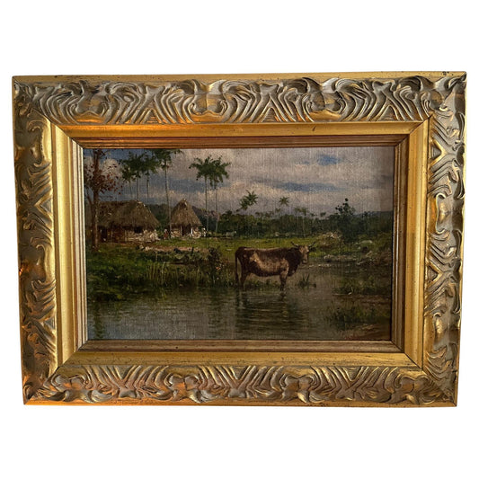 Dutch School Landscape Oil on Board by Escobar K, 19th Century