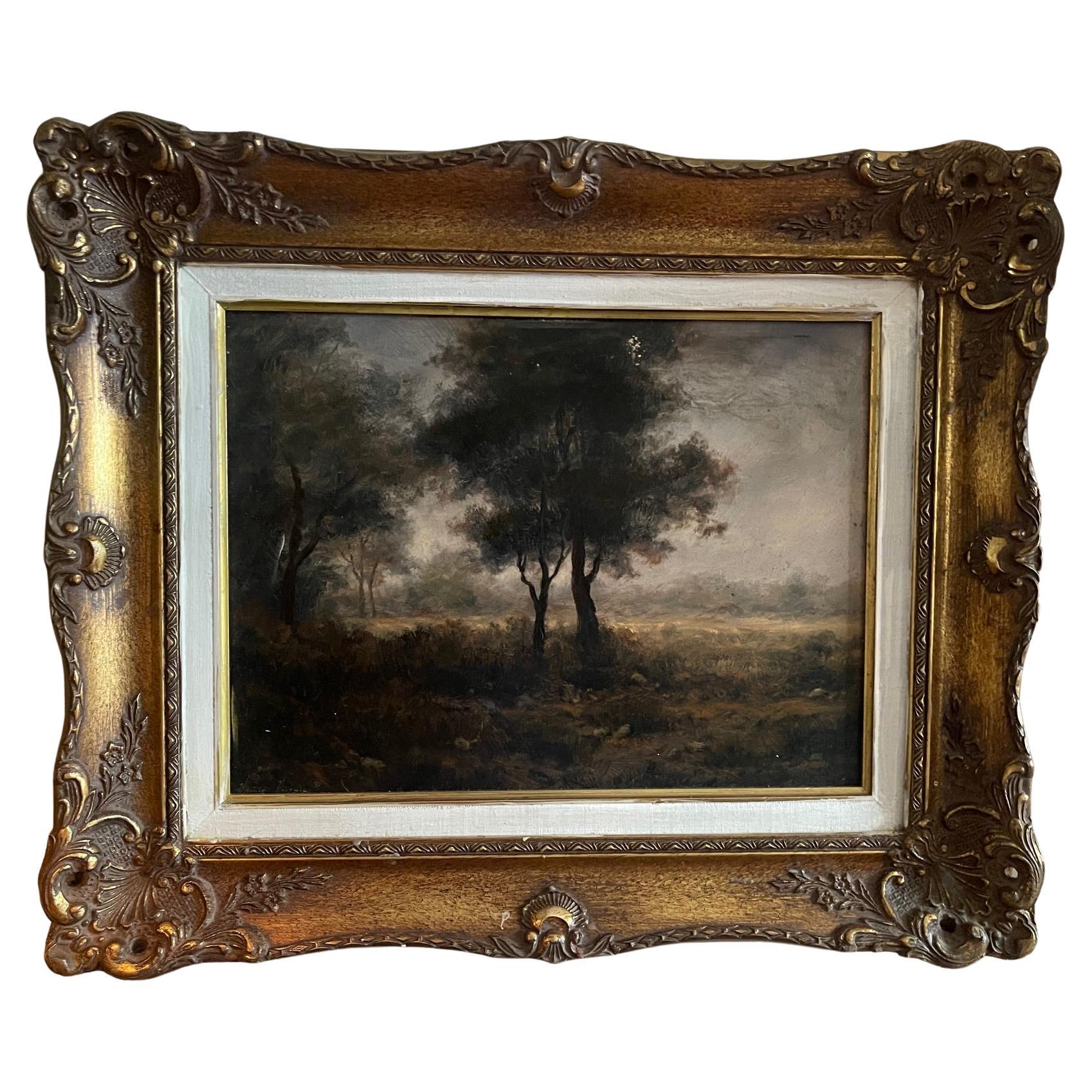 Framed Oil on Board Landscape Scene, 19th Century