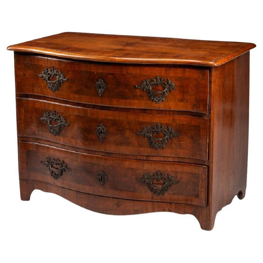 German Walnut Three Drawer Chest, Early 19th Century