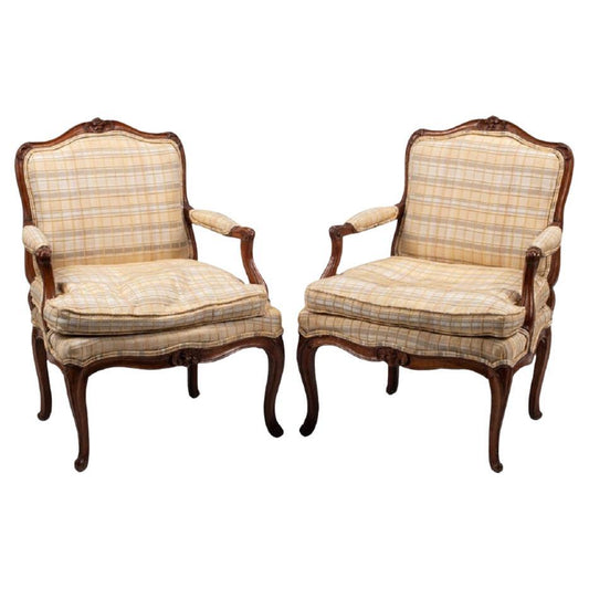 Pair of Louis XV Provincial Walnut Fauteuils, 18th Century