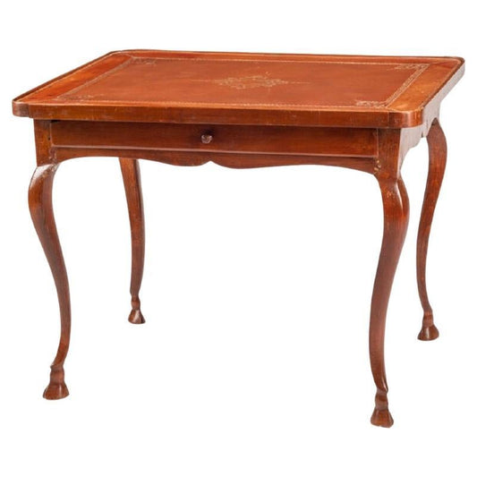 French Provincial Fruitwood and Tooled Leather Writing Table, 18th Century